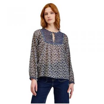 Blusa Azul com Estilo Orsay