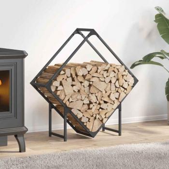 Support bois anthracite 80x25x80 cm, bois chauffage