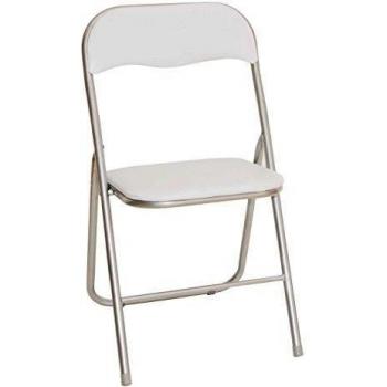 Silla Plegable Aranaz, Metal, Blanca, 44.5 x 47.5 x 89 cm
