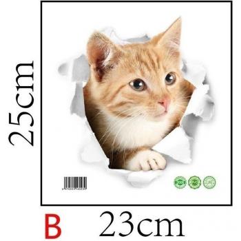 Pegatina decorativa de pared 3D de felino con orificios, apta para cuartos de baño e inodoros, habitación niños, resistente al agua, 1 pieza