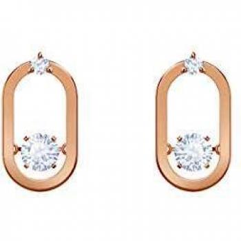 Pendientes de Botón Swarovski Sparkling Dance Oval, Oro Rosa, Cristales Brillantes
