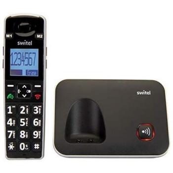 Switel D7000 Black Cordless Phone, Analog Version, Vita+ Optical Alert