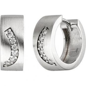 JOBO Ohrringe, mattes Silber 925 mit 12 Zirkonia