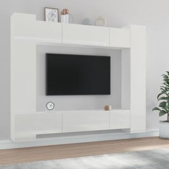 VidaXL 8-tlg. TV-Unit Hochglanz Weiß Holzwerkstoff