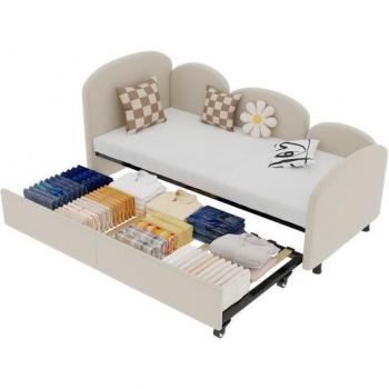 Canapé-lit pratique 90x190 cm, tissu velours, sans matelas