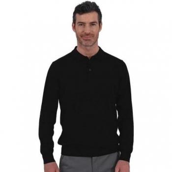 Polo a maniche lunghe lavorata a maglia Casper da uomo Brook Taverner nera