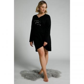Maglia da notte lunga Sei Oro Baby con maniche lunghe, Donna, Nero, Taglia: 48/50, Cotone