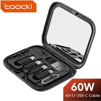 Toocki 4 in 1 USB C To USB C Cable PD 60W Fast Charging Data Cord with Holder Storage Box