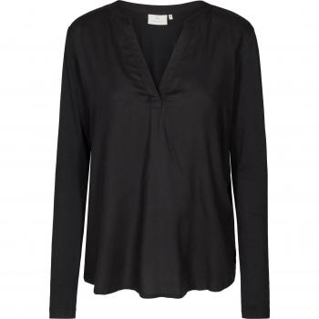 KAFFE Calina Black Deep V-Neck Long Sleeve Blouse 2XL
