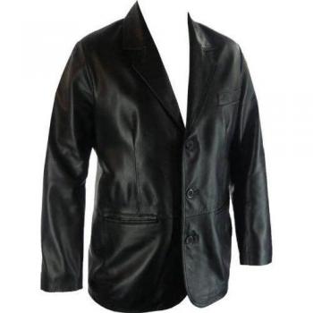 UNICORN Chaqueta de cuero genuino para hombres estilo clásico blazer negro #G4
