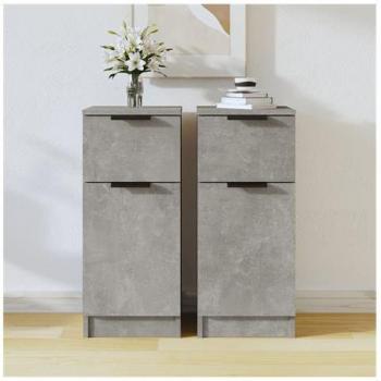 Set Credenze in Legno Multistrato, Colore Cemento – 2 Pezzi (30x30x70 cm)