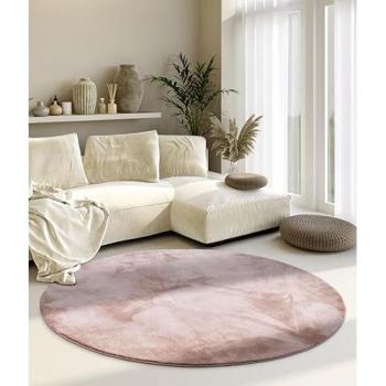 Pink Soft Modern Abstract High‑Pile Rug by Villeroy & Boch 1899 – 160 cm Diameter