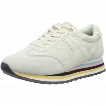 Tommy Hilfiger Baskets Basses Femme Tommy Stripe Retro, Blanc