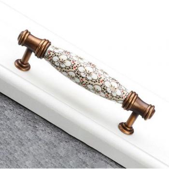 Single Hole Antique Bronze Wardrobe Handle Vintage Ceramic