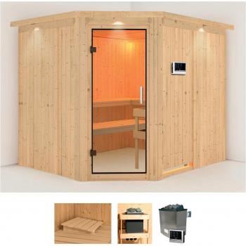 Marit Sauna von Karibu – 9‑Kilowatt-Heizofen mit Fernsteuerung