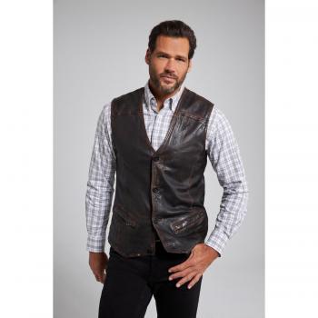 6XL Plus Size Soft Lamb Nappa Leather Vest for Men, Brown, JP1880