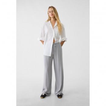 Strickhose mit Leinenanteil, meliertes Grau, Größe XS