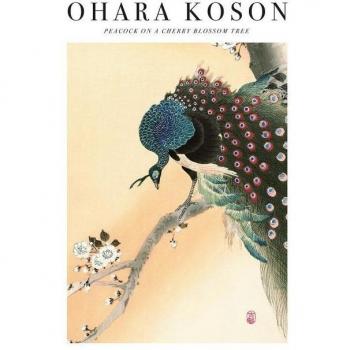 Cuadro de pavo real en árbol de cerezo de Ohara Koson