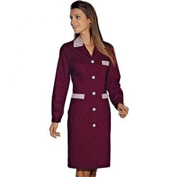 Isacá Bata Profesional Positano XXL Manga Larga con Motivo Burdeos