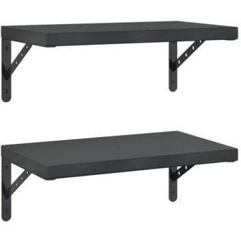 VidaXL 2 pcs Wall Shelves 50x30 cm in Black Stainless Steel