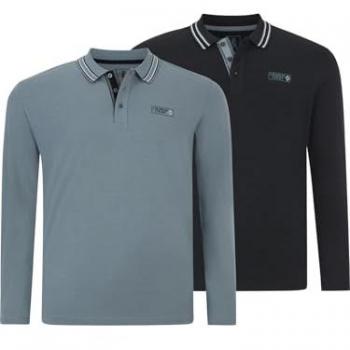 Doppelpack Langarm-Poloshirt Earl Giliell Herren Petrol Dunkelblau 3XL