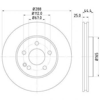 Disque de frein Hella 8DD 355 128‑281, compatible avec modèles Mercedes Classe A/B