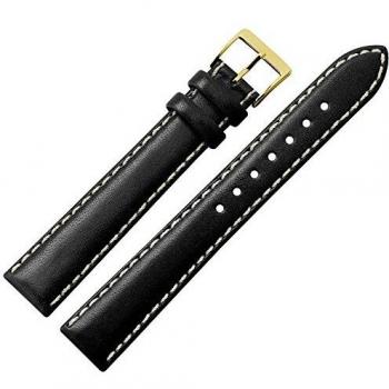 MARBURGER Uhrenarmband 18mm Schwarz Extra Lang