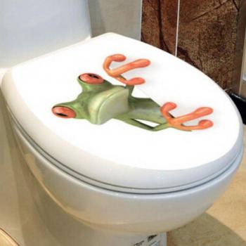 Crazy Green Frog Car Bathroom Toilet Seat Decal