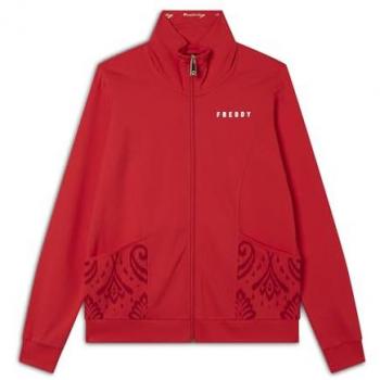 Freddy Felpa zip leggera collo alto dettagli floreali Poppy Red Donna Medium