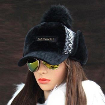 Adjustable Faux Fur Pompom Hat