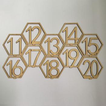 Rustic Hexagon Table Number Set for Weddings – 20pcs