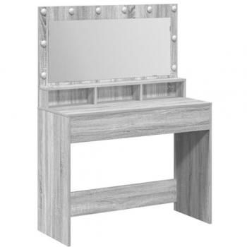 VidaXL Gray Sonoma Cosmetic Stand with Ambient LEDs – 100×41×135 cm