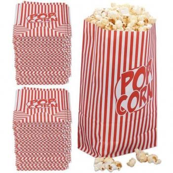 Relaxdays Snackschale mit 288 roten und weißen Popcorntüten