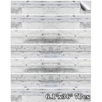 7Pcs Non-Slip Wood Grain Self-Adhesive Vinyl Tile Stickers 15.5cm x 91.5cm