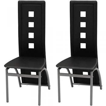 Vidaxl Sillas de comedor 2 unidades cuero sintético negro