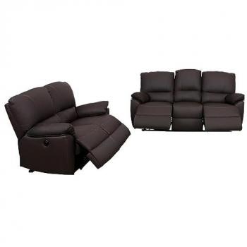 Set de Canapés Marcis – 3+2 Places, Cuir Marron, Mécanisme Électrique