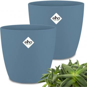 Pot de fleurs Bruxelles, paire de 2, bleu 16x15cm 2,2L