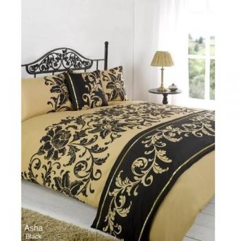 Dreamscene Asha Duvet Quilt Bedding Bed In A Bag, Black, Single