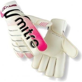 Mitre Savio Elite Roll Handball Gloves – White/Pink/Silver (Size 10)