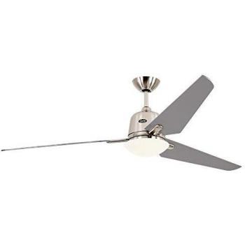 CasaFan Ventilateur de plafond Eco Aviatos 162 cm argenté avec lumière intégrée et contrôle par télécommande sans fil