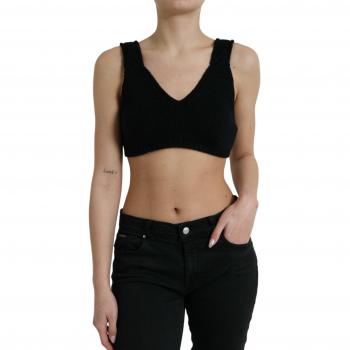 Dolce & Gabbana Black Sleeveless Cashmere V-Neck Top