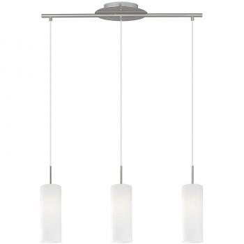 EGLO Troy 3-Light Satin Nickel Pendant with White Painted Glass