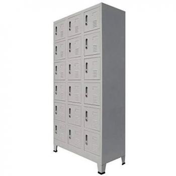 Vidaxl 18-Compartment Metal Storage Cabinet 90x40x180 Cm
