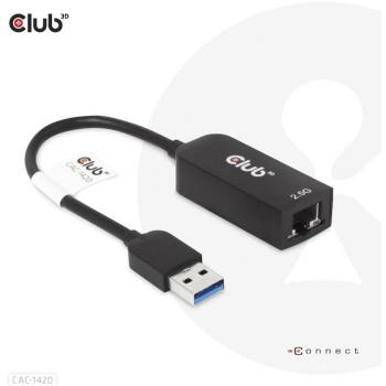 Club 3D USB 3.2 Gen1 Adapter Typ-A zu 2,5 Gigabit Ethernet St./Bu. schwarz