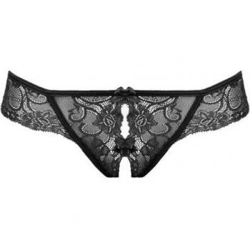 Open‑Crotch Lace Strappy Bottom – Marzia Black
