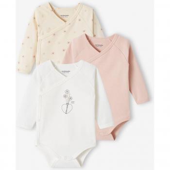 Ensemble Manches Longues Bébés – 3 Bodies en Rose Poudré