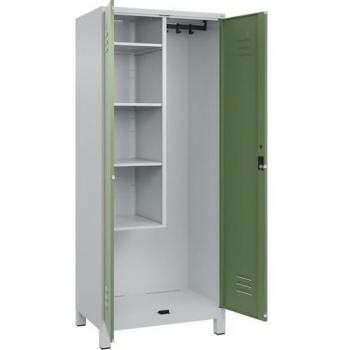 Classic PLUS Putzmittelschrank, lichtgrau/resedagrün, 195 cm hoch
