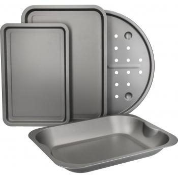 KitchenCraft Teglie 4 pezzi, finitura antiaderente nera