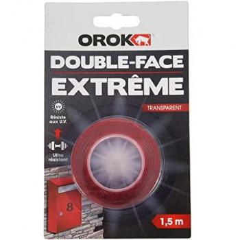 Orok Ruban Bricolage Double Face Ultra-Fort, 15m Transparent