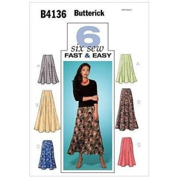 Butterick Petite Misses Skirt Pack – B4136, Size 20‑22‑24 (White)